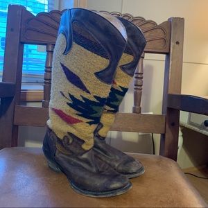 Stetson Tall Serape/Wool Top Boots